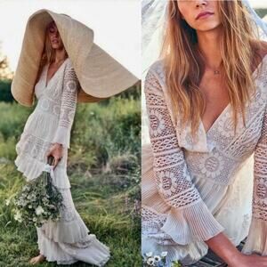 LoveShackFancy Lennon dress bridal gown White Free People Size 6